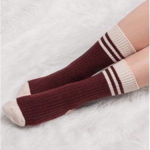 Muk Luks Women's 9" Crew Waffle Red Socks